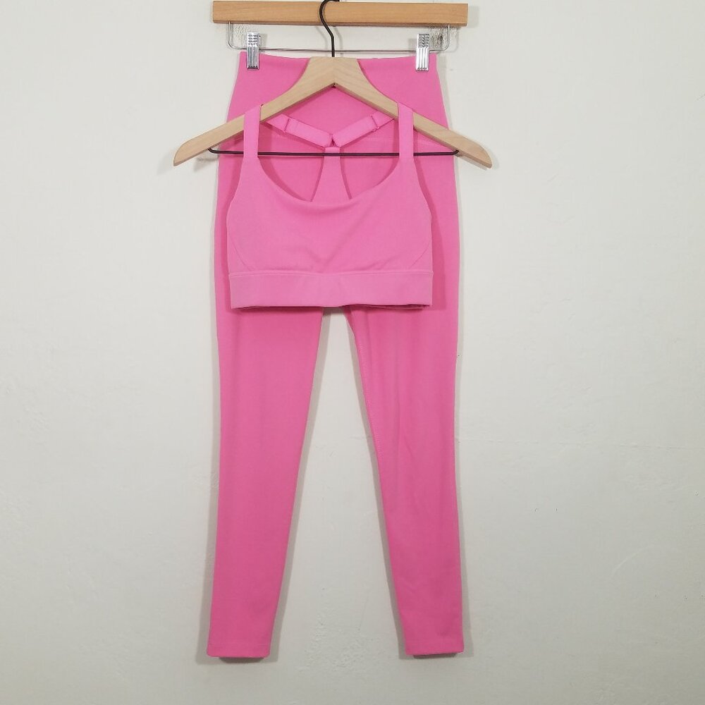 Beyond Yoga Pink Leggings and Sports Bra Set